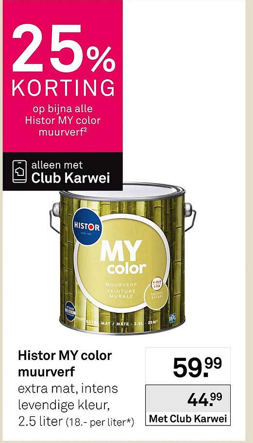 Histor MY color muurverf 25% KORTING