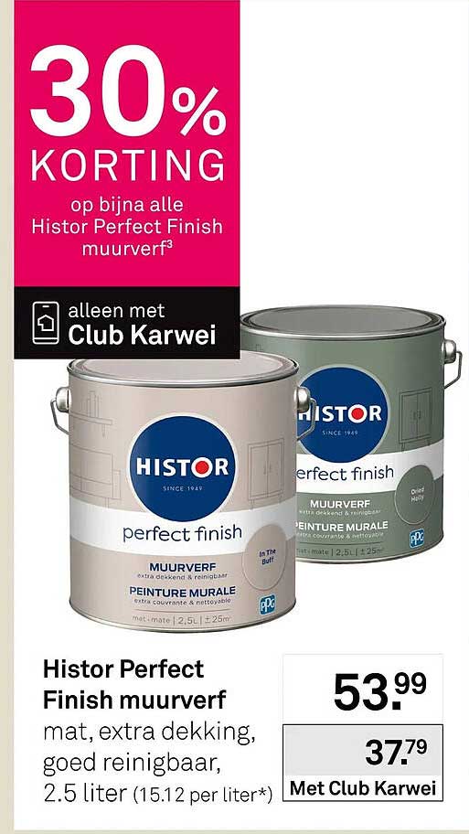 Histor Perfect Finish muurverf 30% KORTING