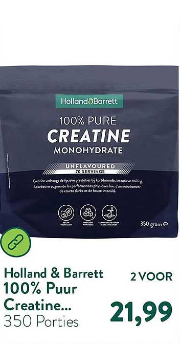 Holland & Barrett 100% Puur Creatine... 350 Porties 2 VOOR