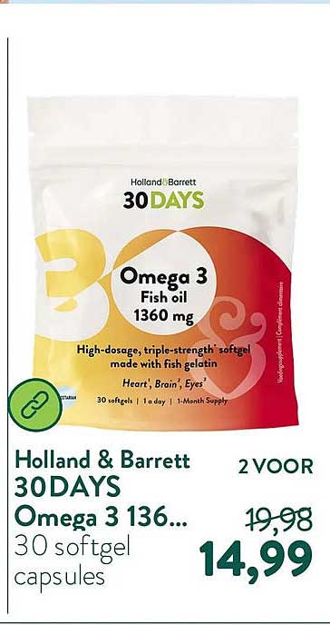 Holland & Barrett 30 DAYS Omega 3 136... 30 softgel capsules 2 VOOR