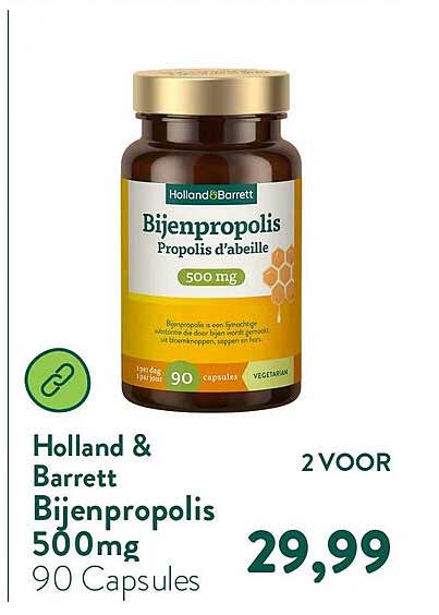Holland & Barrett Bijenpropolis 500mg 90 Capsules 2 VOOR