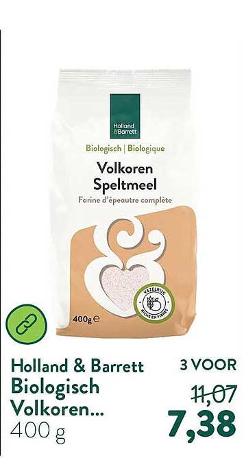 Holland & Barrett Biologisch Volkoren Speltmeel 400 g 3 VOOR