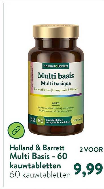 Holland & Barrett Multi Basis - 60 kauwtabletten 2 VOOR