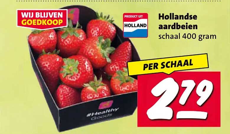 Hollandse aardbeien schaal 400 gram PER SCHAAL