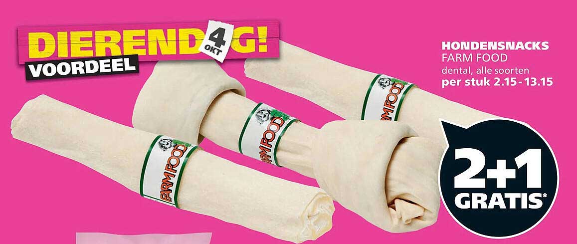 HONDENSNACKS FARM FOOD dental, alle soorten per stuk 2.15-13.15 2+1 GRATIS*