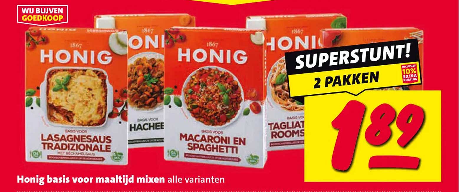 Honig basis voor maaltijd mixen alle varianten 2 pakken SUPERSTUNT!