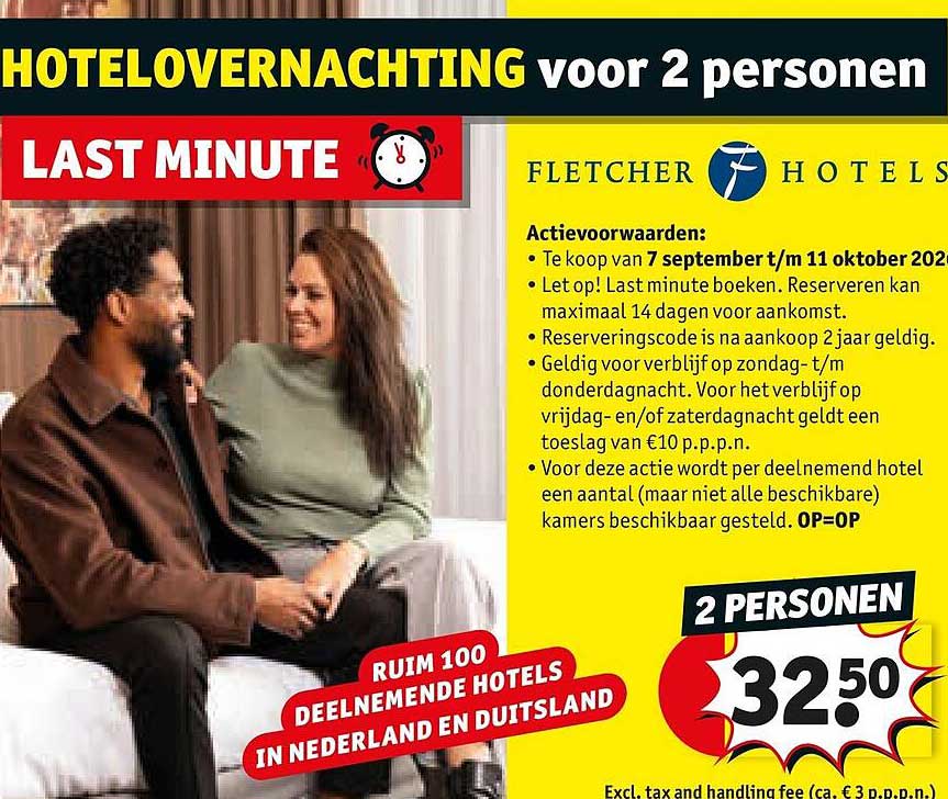 HOTELOVERNACHTING voor 2 personen LAST MINUTE