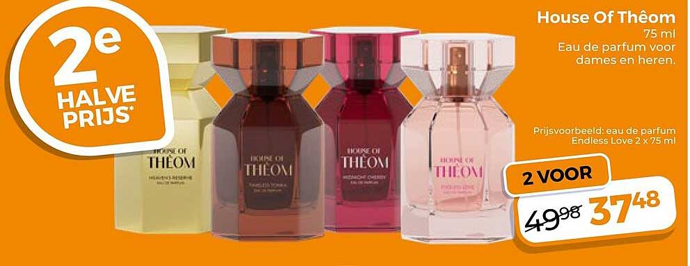 House Of Theom 75 ml Eau de parfum voor dames en heren. 2e halve prijs