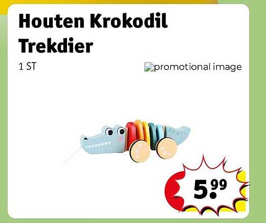 Houten Krokodil Trekdier 1 ST