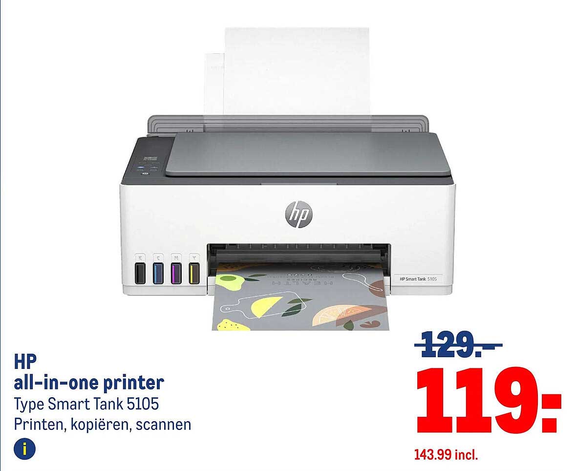 HP all-in-one printer Type Smart Tank 5105 Printen, kopiëren, scannen