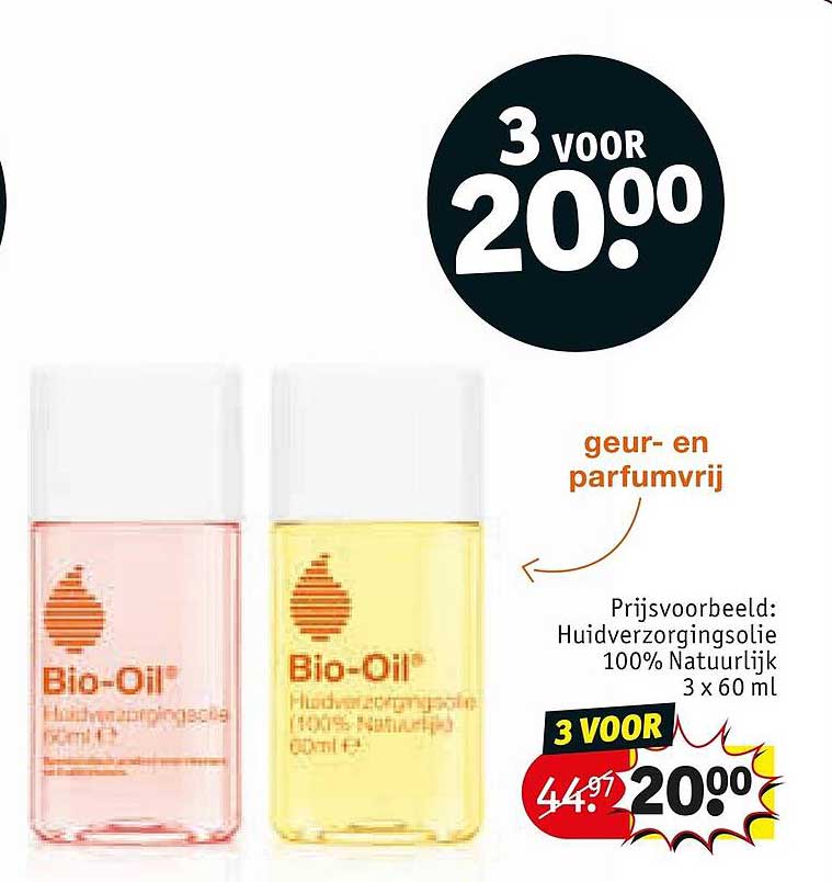 Huidverzorgingsolie 100% Natuurlijk 3 x 60 ml 3 voor 20.00