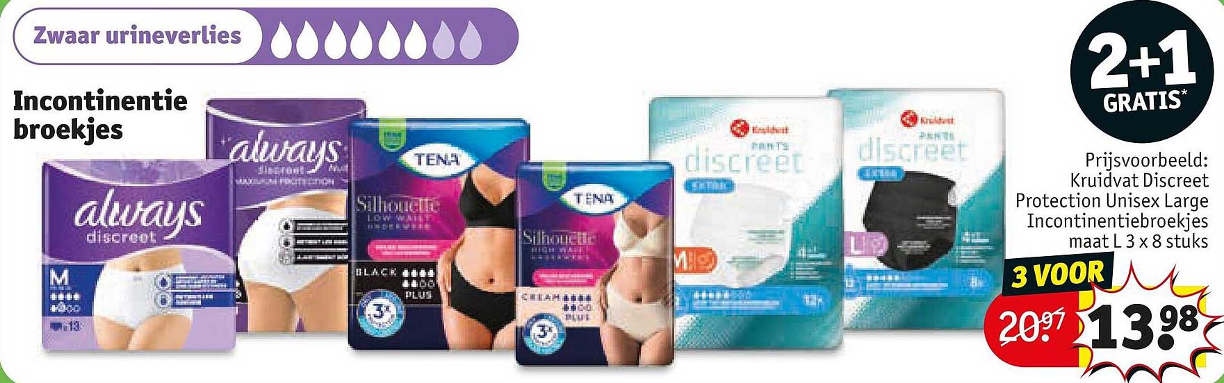 Incontinentie broekjes 2+1 GRATIS*
