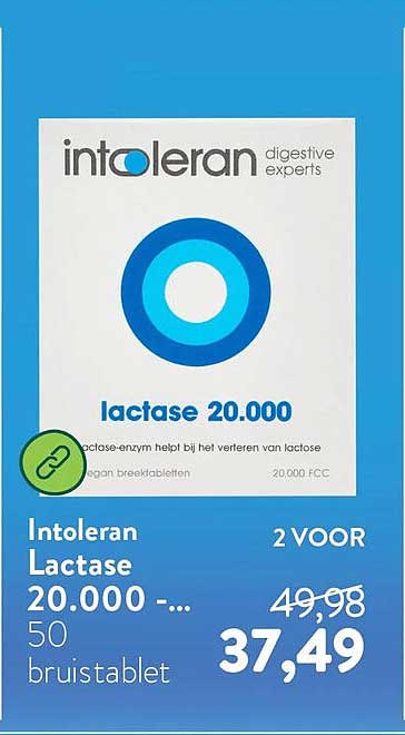 Intoleran Lactase 20.000 50 bruistablet 2 VOOR