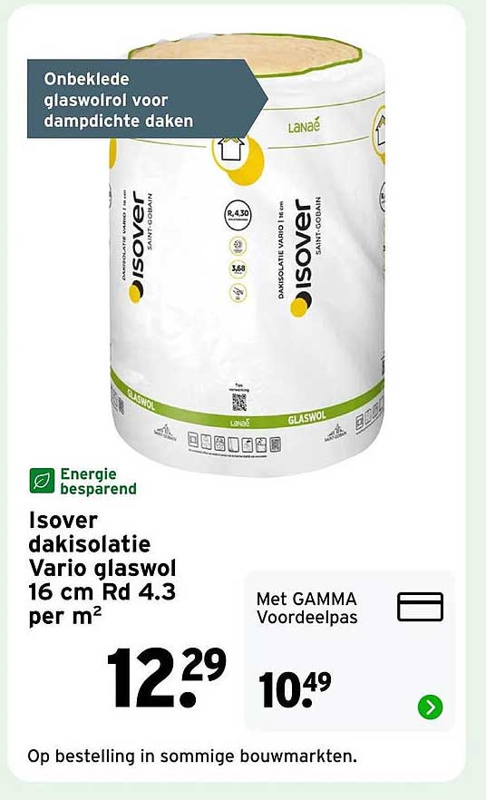 Isover dakisolatie Vario glaswol 16 cm Rd 4.3 per m²