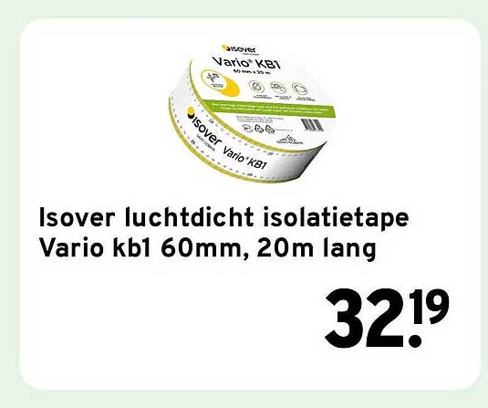 Isover luchtdicht isolatietape Vario kb1 60mm, 20m lang