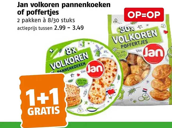 Jan volkoren pannenkoeken of poffertjes 1+1 GRATIS