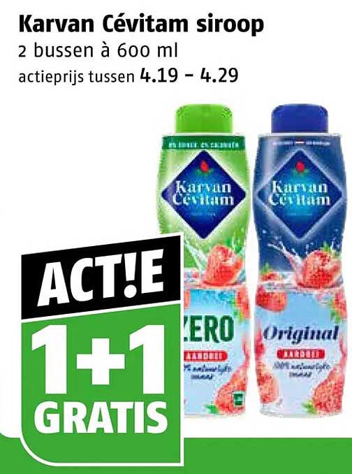 Karvan Cévitam siroop 2 bussen à 600 ml ACTIE 1+1 GRATIS