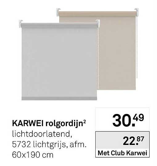 KARWEI rolgordijn lichtdoorlatend, 5732 lichtgrijs, afm. 60x190 cm