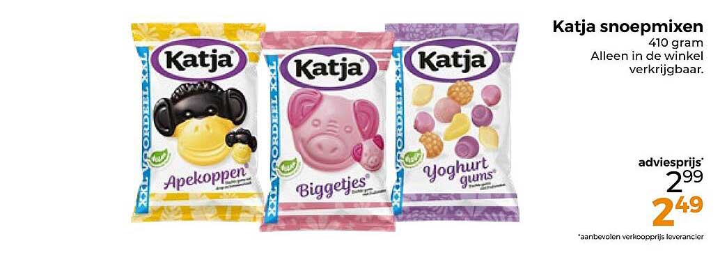 Katja snoepmixen 410 gram Alleen in de winkel verkrijgbaar.