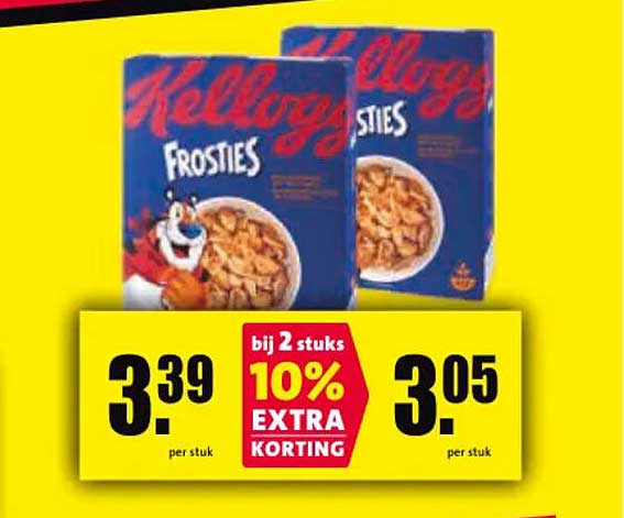 Kellogg’s Frosties bij 2 stuks 10% extra korting