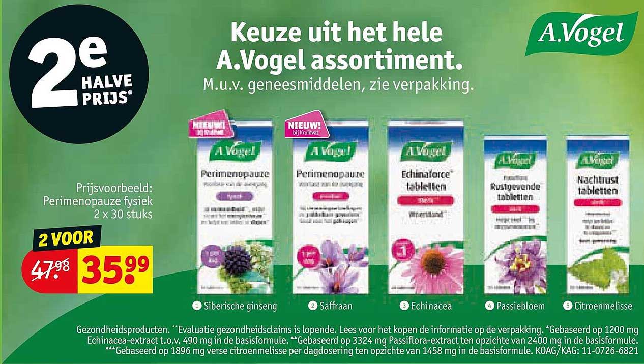 Keuze uit het hele A.Vogel assortiment. 2e halve prijs*