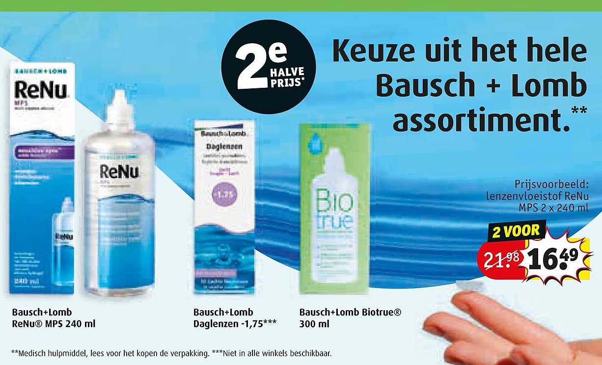 Keuze uit het hele Bausch + Lomb assortiment. 2e halve prijs