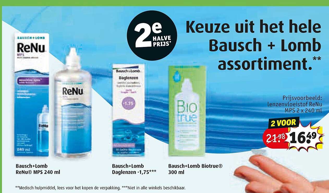 Keuze uit het hele Bausch + Lomb assortiment. 2e halve prijs