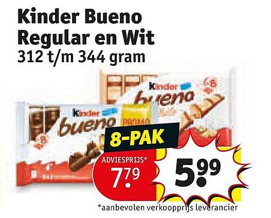 Kinder Bueno Regular en Wit 312 t/m 344 gram 8-PAK