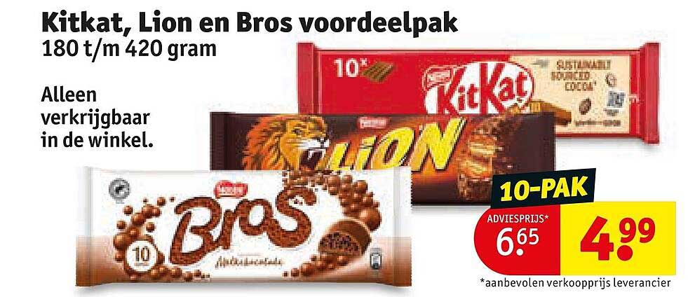 Kitkat, Lion en Bros voordeelpak 180 t/m 420 gram