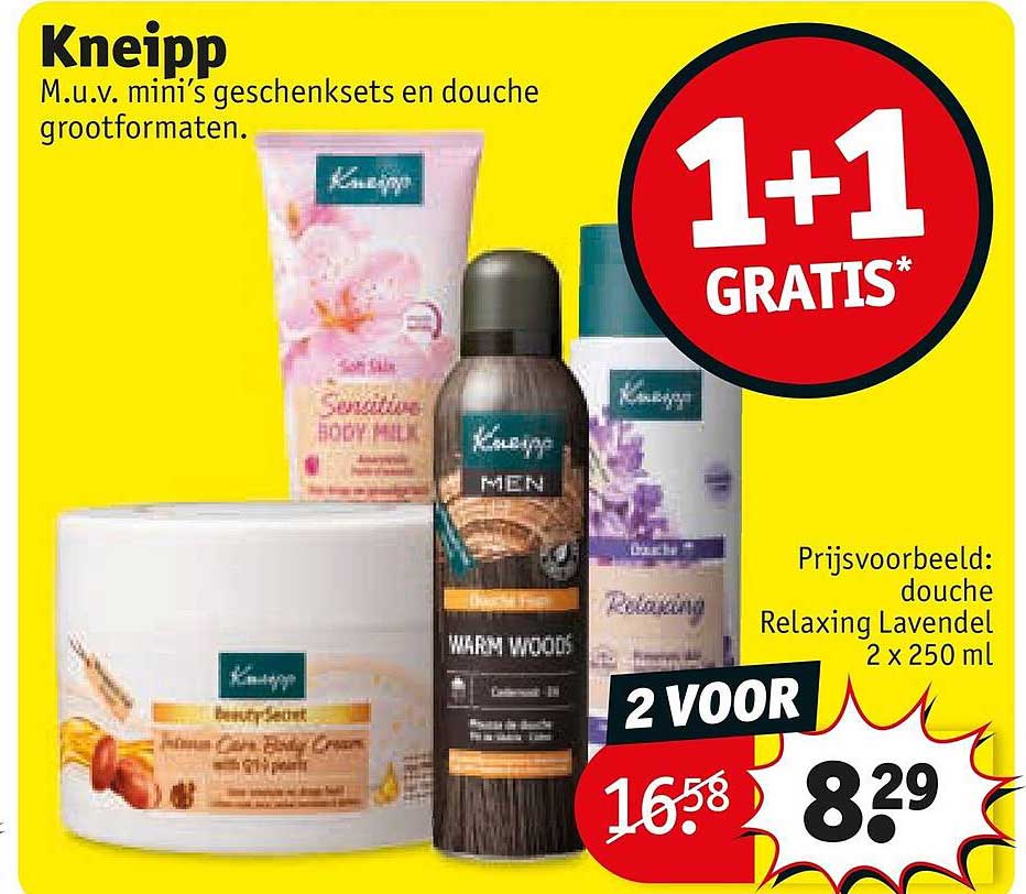Kneipp M.u.v. mini’s geschenksets en douche grootformaten. 1+1 GRATIS*