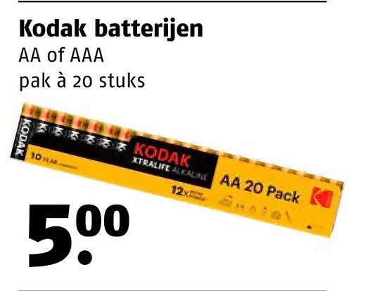 Kodak batterijen AA of AAA pak à 20 stuks