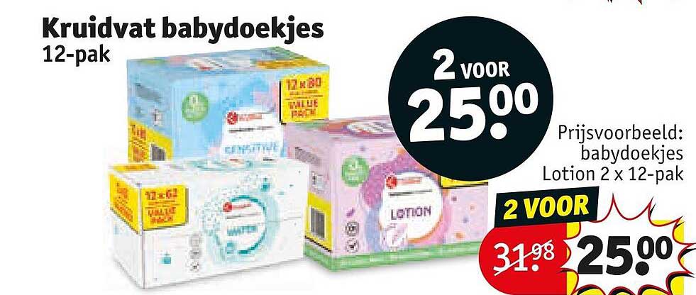 Kruidvat babydoekjes 12-pak 2 voor 25.00