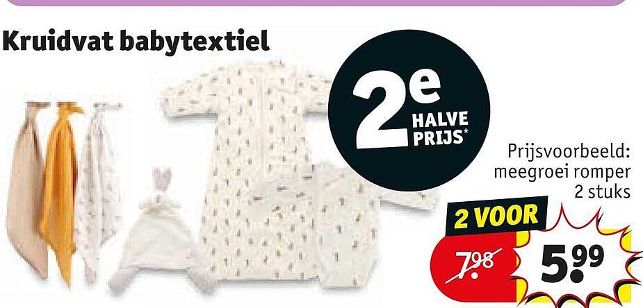 Kruidvat babytextiel 2e halve prijs
