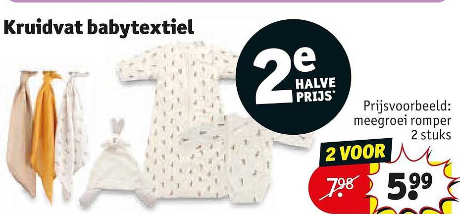 Kruidvat babytextiel 2e halve prijs