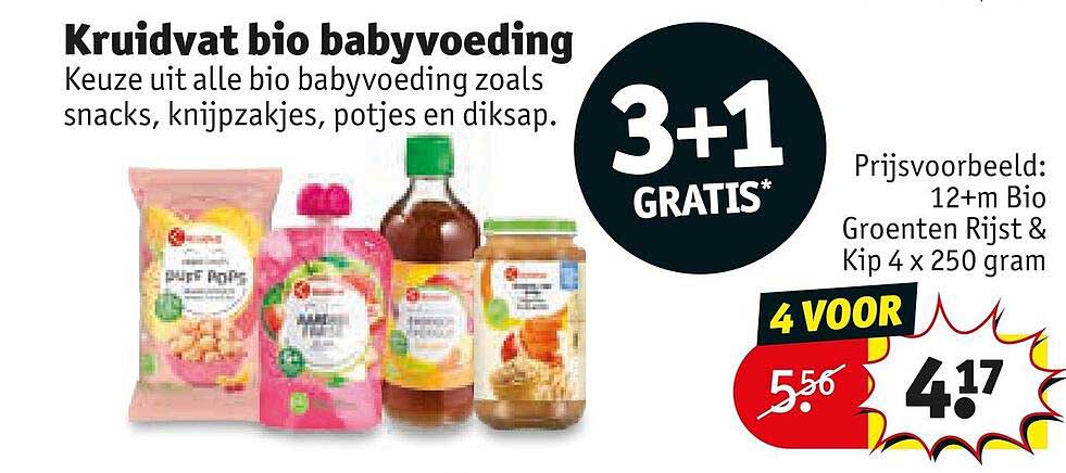 Kruidvat bio babyvoeding 3+1 GRATIS*