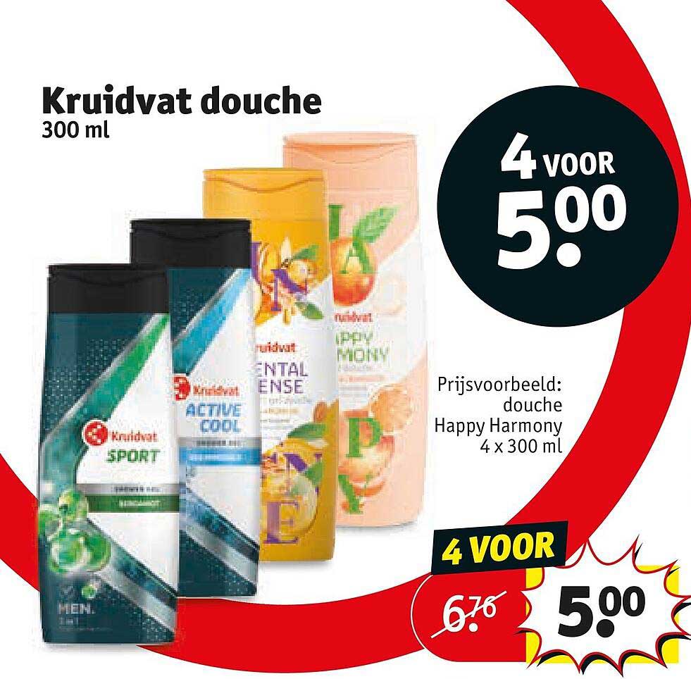 Kruidvat douche 300 ml 4 voor 5.00