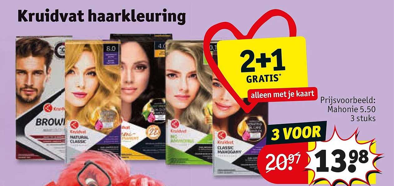 Kruidvat haarverkleuring 2+1 gratis alleen met je kaart