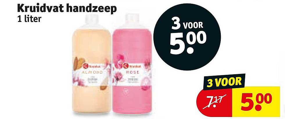 Kruidvat handzeep 1 liter 3 voor 5.00