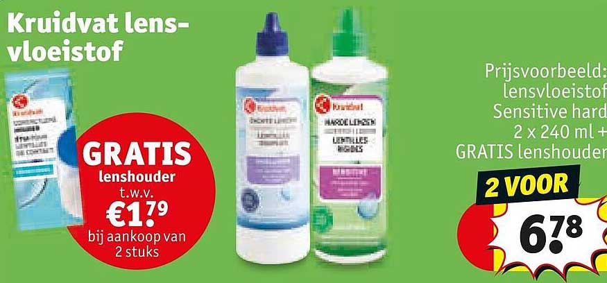 Kruidvat lens-vloeistof GRATIS lenshouder t.w.v. €1,79 bij aankoop van 2 stuks 2 VOOR