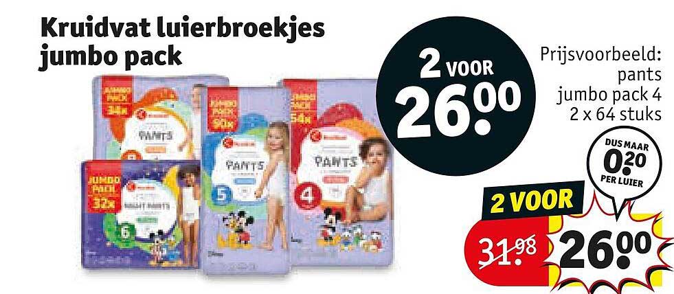 Kruidvat luiersbroekjes jumbo pack 2 voor 26.00