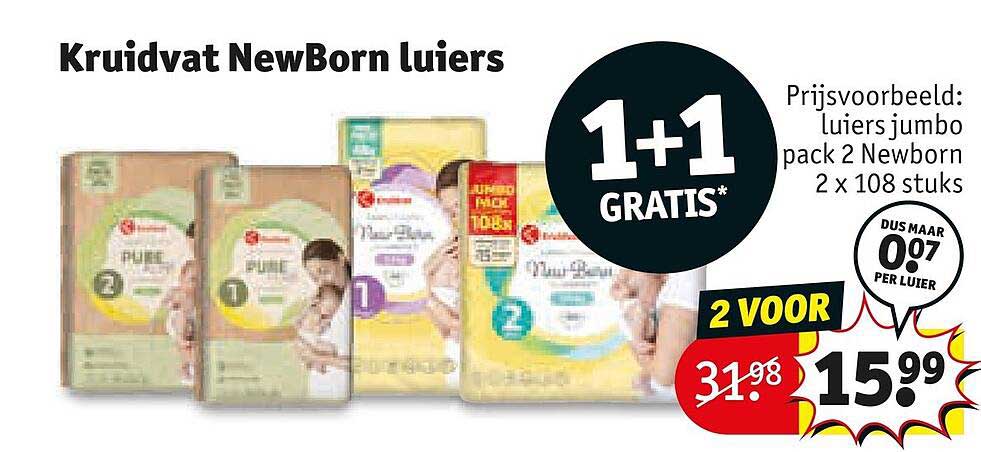 Kruidvat NewBorn luiers 1+1 GRATIS*