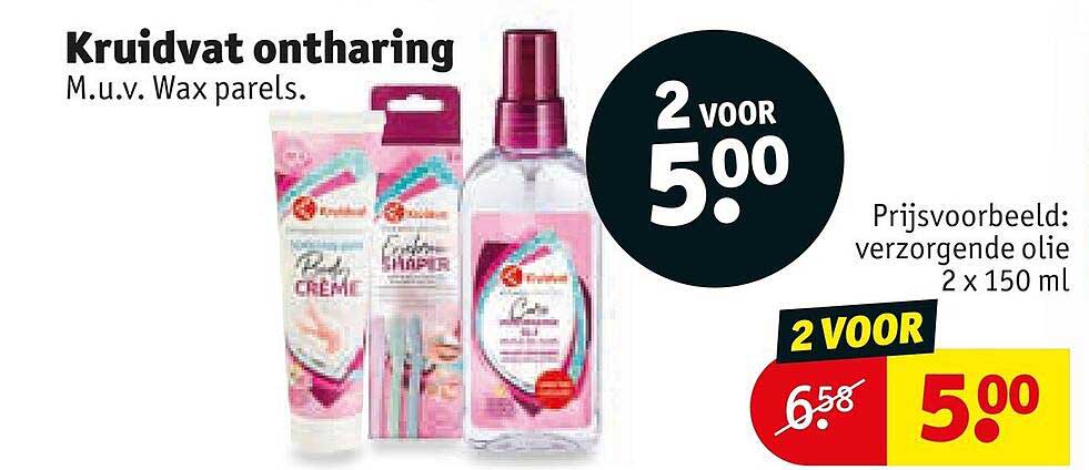 Kruidvat ontharing M.u.v. Wax parels. 2 voor 5.00