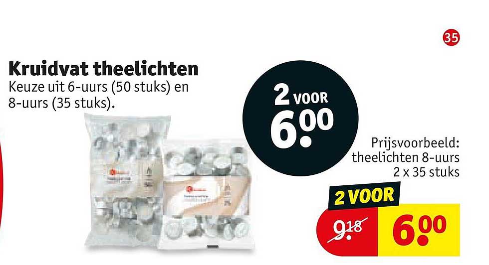 Kruidvat theelichten 2 voor 6.00