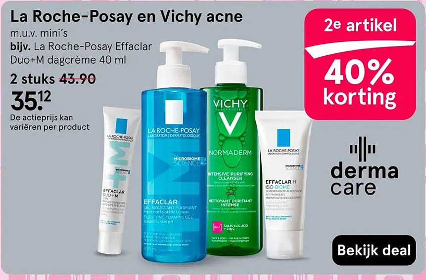 La Roche-Posay en Vichy acne 2e artikel 40% korting