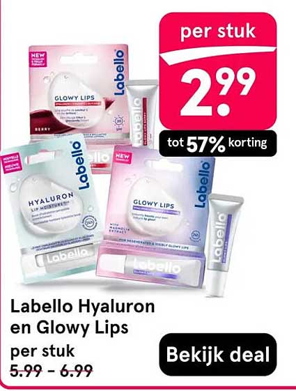 Labello Hyaluron en Glowy Lips per stuk