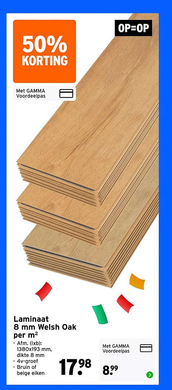 Laminaat 8 mm Welsh Oak per m²