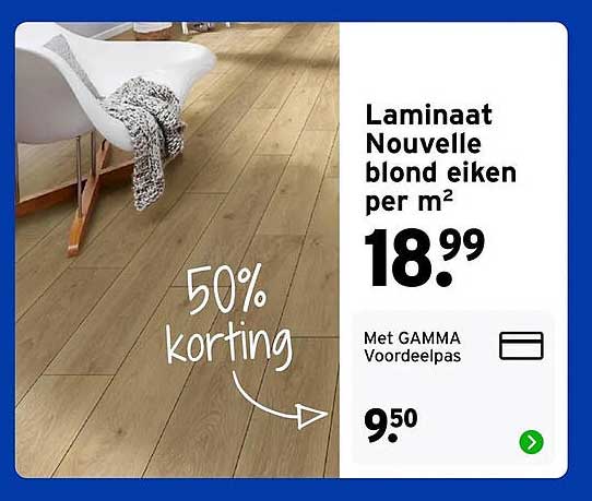 Laminaat Nouvelle blond eiken per m² 50% korting
