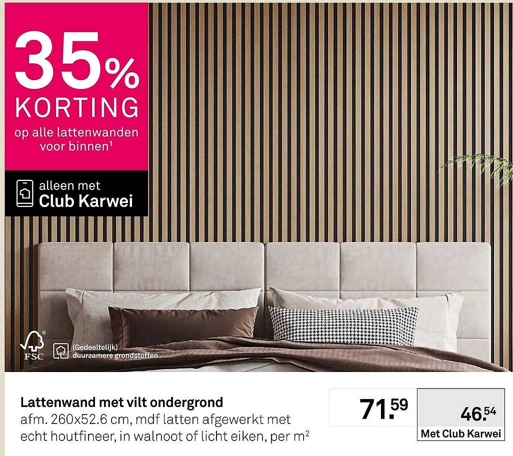 Lattenwand met vilt ondergrond
