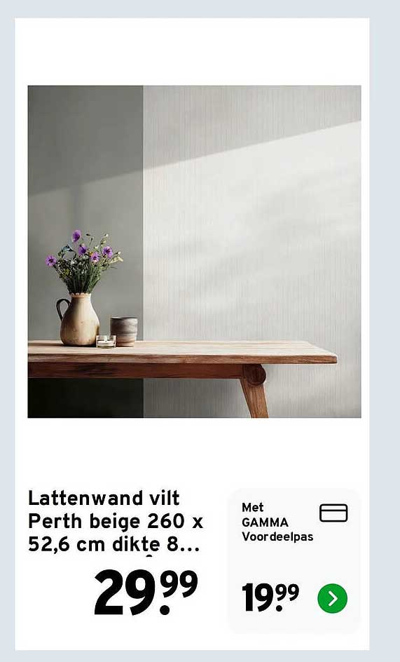 Lattenwand vilt Perth beige 260 x 52,6 cm dikte 8...