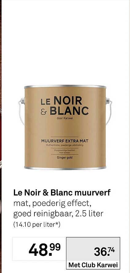 Le Noir & Blanc muurverf mat, poederig effect, goed reinigbaar, 2,5 liter